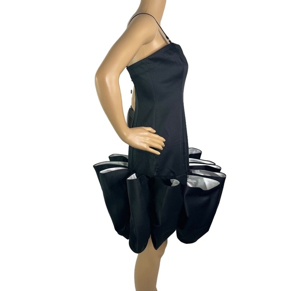 ROTATE BIRGER CHRISTENSEN Black White Ruffled Cocktail Dress Size 6 - Picture 4 of 10